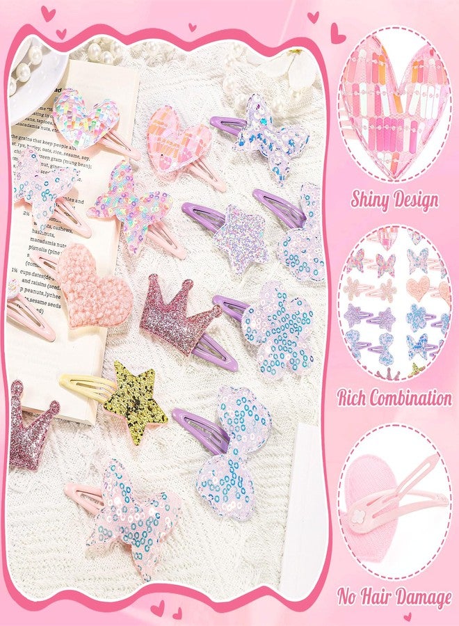 obeoby 24 Pack Toddler Hair Clips for Girls, Star Heart Butterfly Shaped Hair Barrettes Metal Snap Hair Clips Hair Accessories for Baby Girls Holiday Birthday Gifts - Image 4